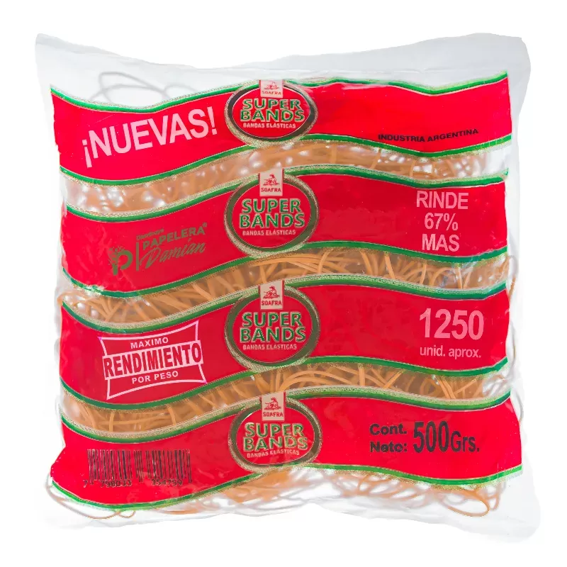 Bandas elasticas Super Bands Banditas 100% latex bolsa 500gr