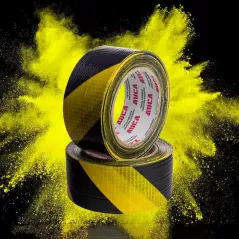 Cinta Demarcatoria amarillo y negro AUCA 48 mm x 30 metros adhesiva fibrada multiuso de alta resistencia - Amarillo