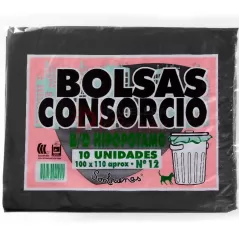 Bolsa Residuo Consorcio 100x110 Hipopotamo reforzada 60µ negras x10u