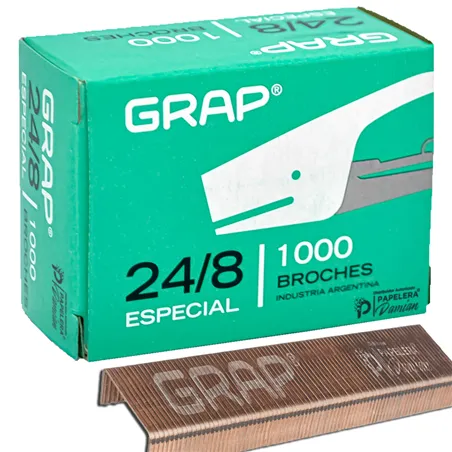 Broches 24/8 Extra chatos cobreados Grap caja x1000u