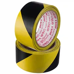 Cinta Demarcatoria amarillo y negro PVC Erika 48 mm x 18 metros adhesiva de alta resistencia