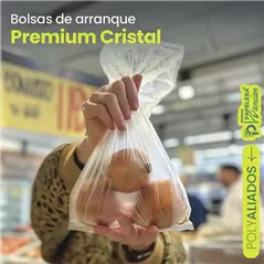 Bolsas de arranque 25x35 Premium Cristal Super Fino Polyfilm en rollo verdulerias