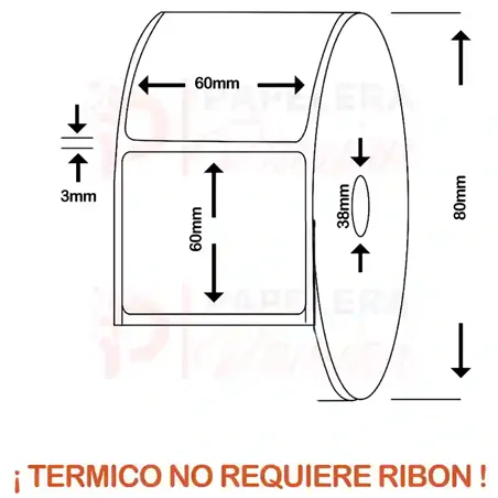 Etiquetas termicas autoadhesivas en rollo 60x60 rollo 500 un