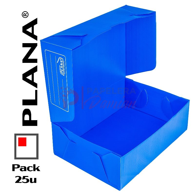 Cajas archivo oficio plasticas PLANA tapa volcada 12cm 701 Pack 25u