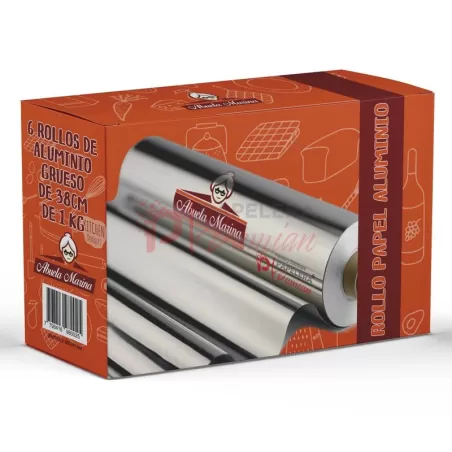 Rollo Papel Aluminio 1Kg 38cm grueso Abuela Marina Caja x6u